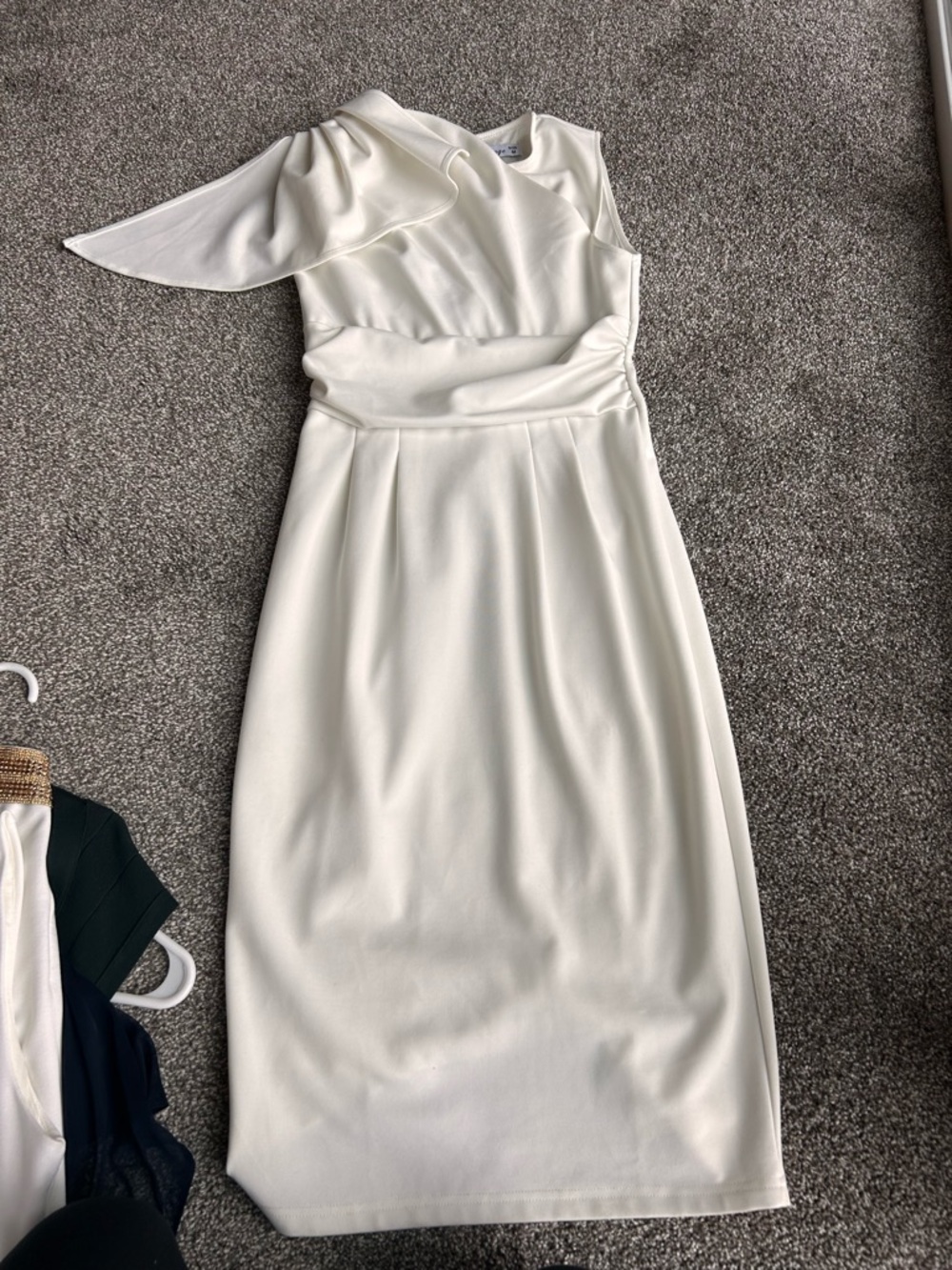 Ivory Shoulder detail Midi Dress